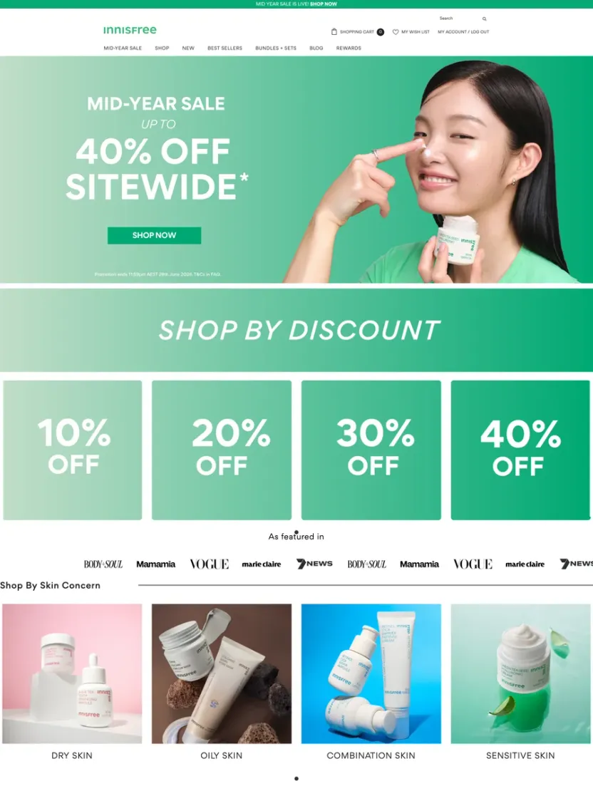 Screenshot of Innisfree Australia (au.innisfree.com)