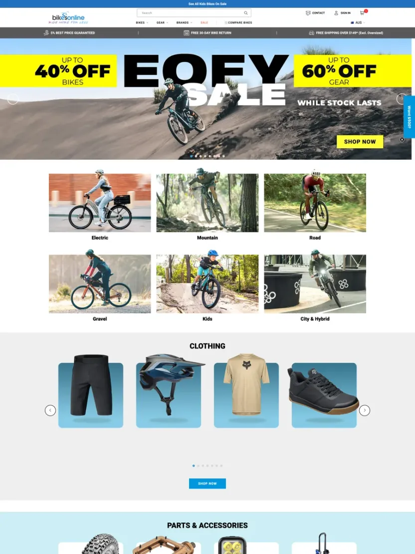 Screenshot of Bikes Online (bikesonline.com.au)