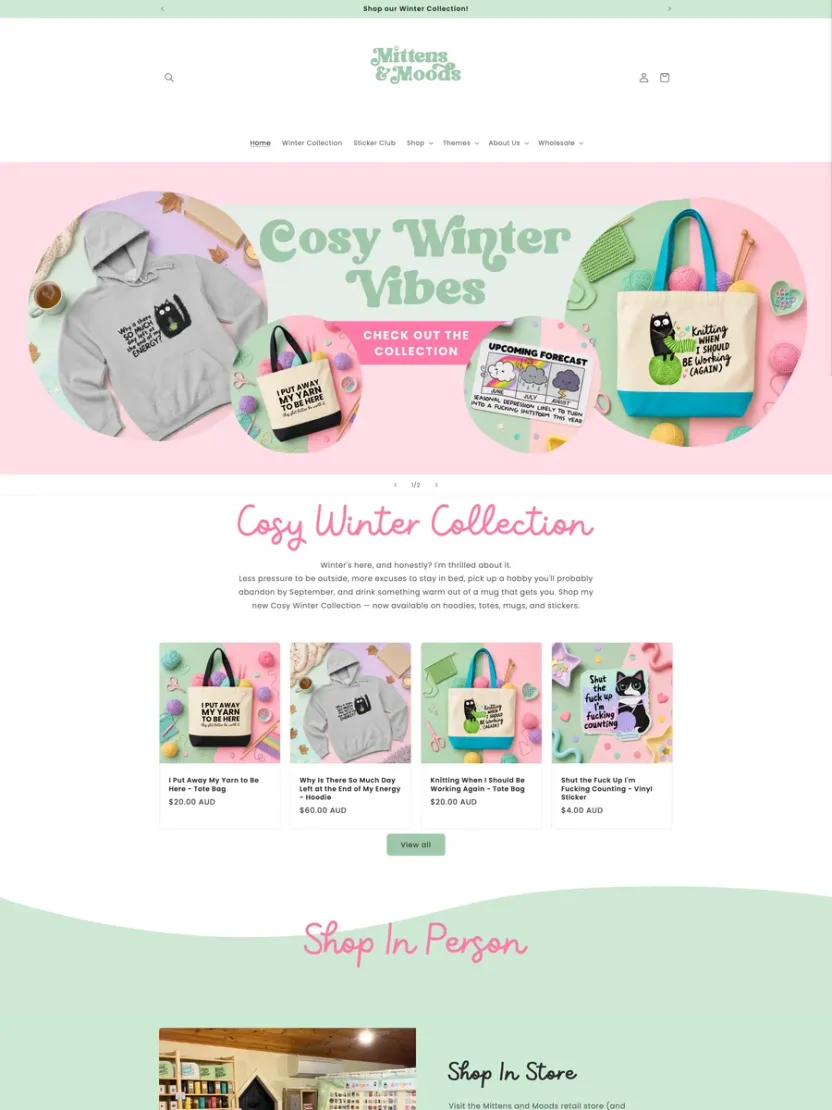Screenshot of Mittens & Moods (mittensandmoods.com.au)