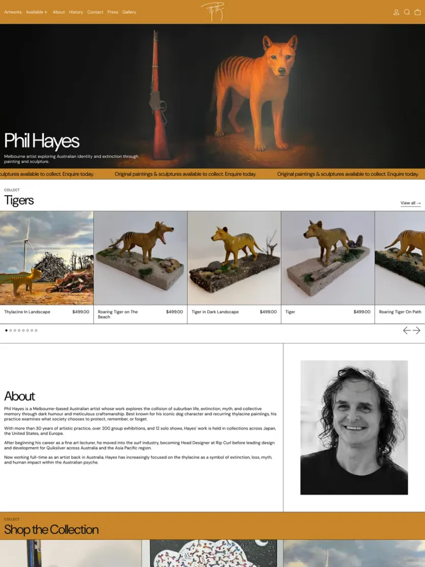 Screenshot of Phil Hayes (philhayesart.com)
