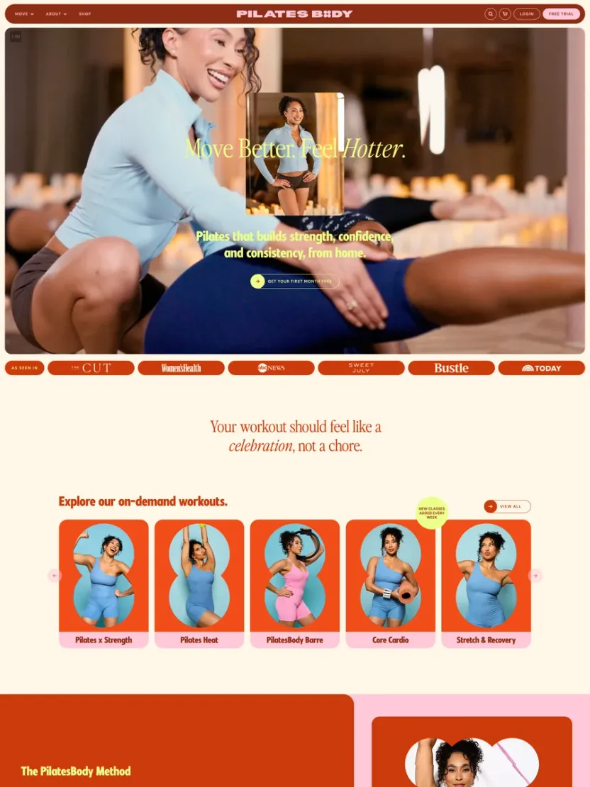 Screenshot of Pilates Body by Raven (pilatesbodyraven.com)