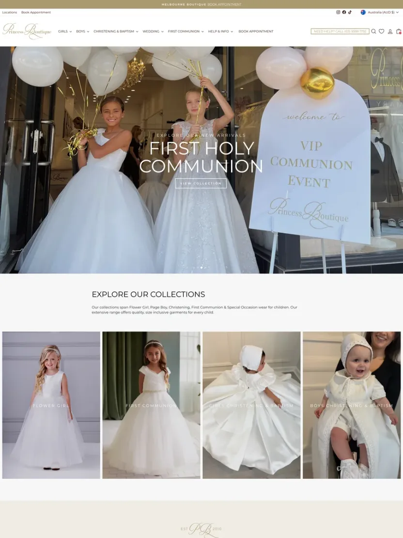 Screenshot of Princess Boutique (princessboutique.com.au)