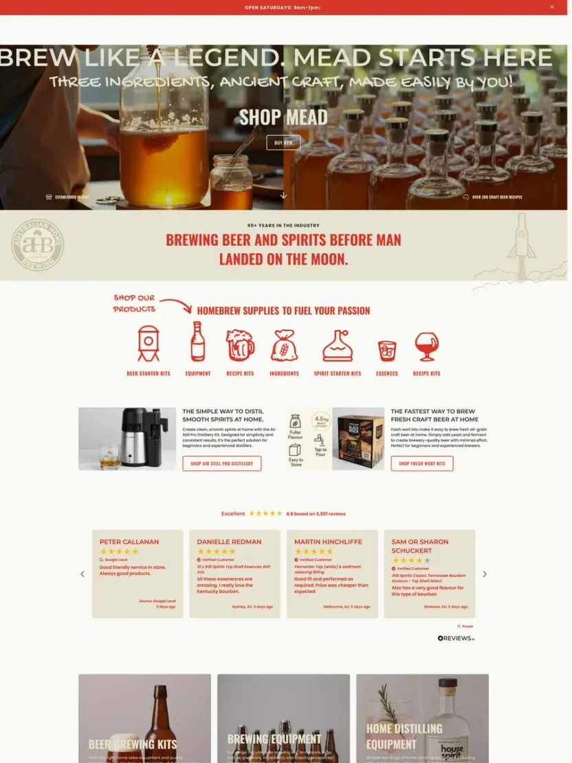 Screenshot of Australian Homebrewing (australianhomebrewing.com.au)