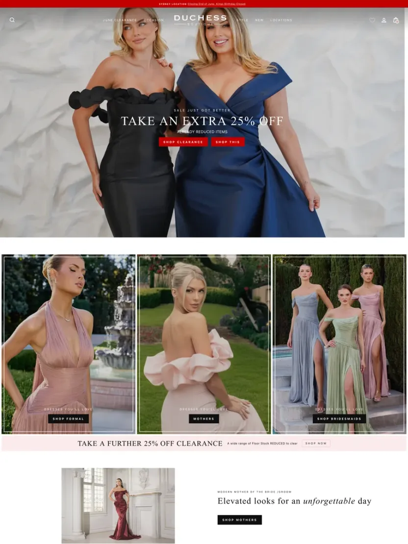 Screenshot of Duchess Boutique (duchessboutique.com.au)